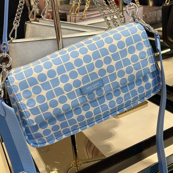 Kate Spade Noel Jacquard Convertible Crossbody Canvas XBody Shoulder 
Astral Blu - Picture 9 of 16